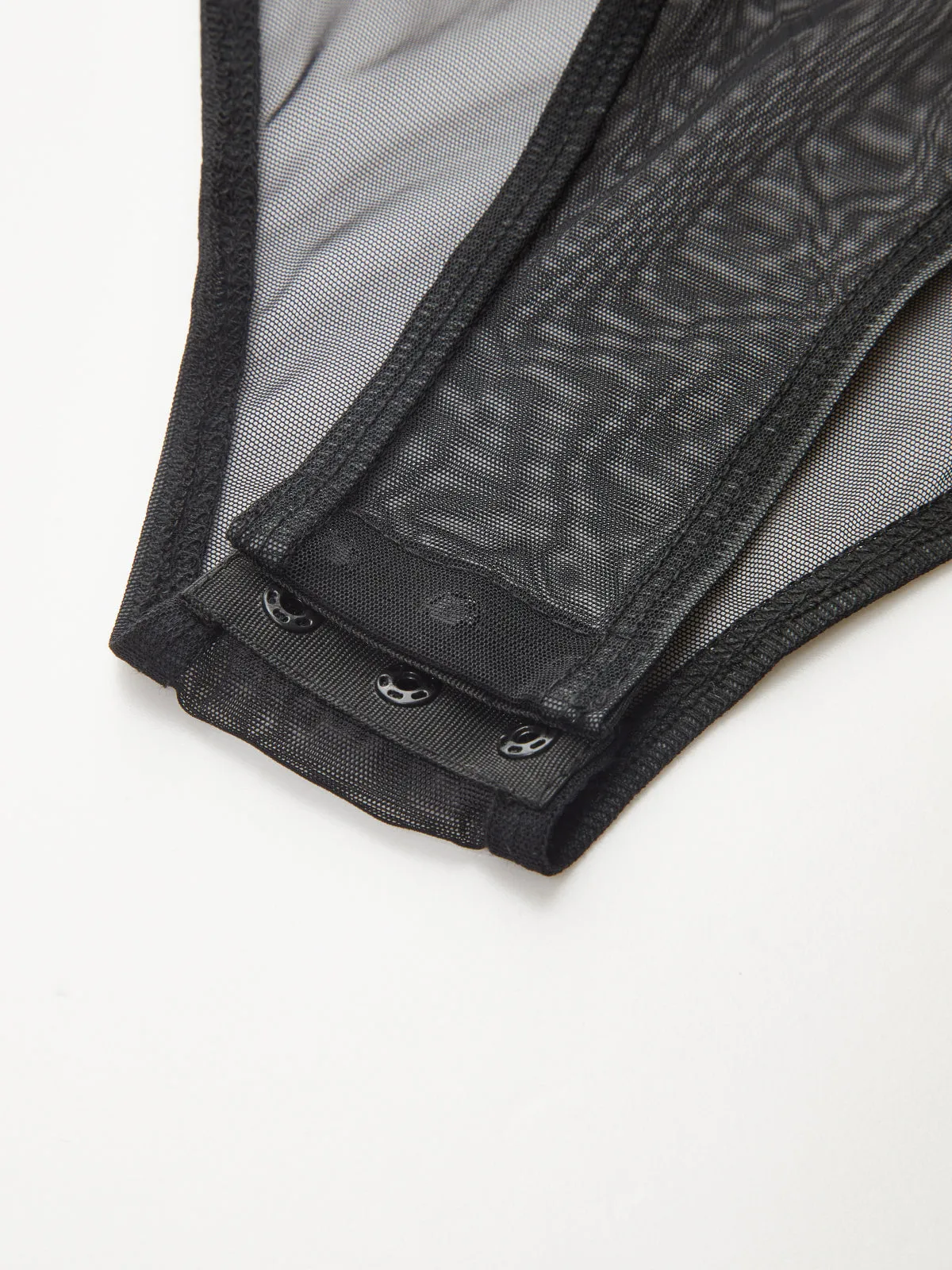 Sheer Mesh Panel Velvet Ruched Bodysuit sold by COMMENSE product image thumbnail 5