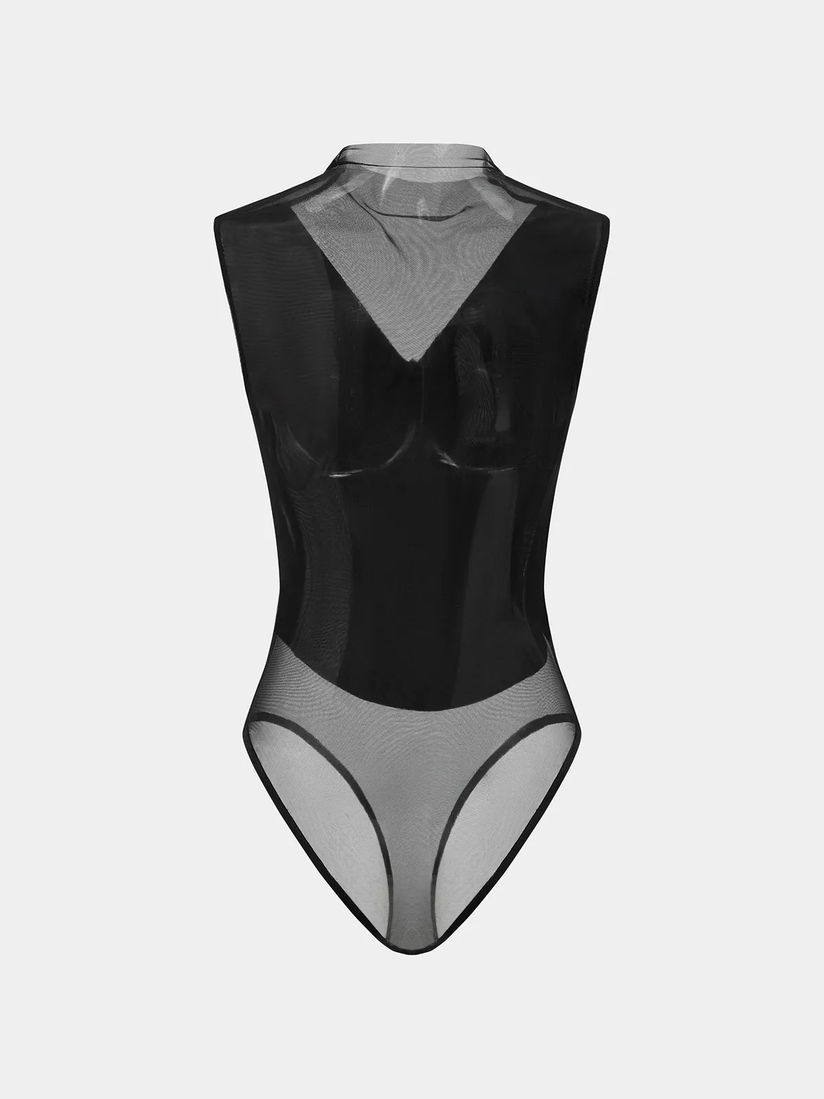 Sheer Mesh Panel Velvet Ruched Bodysuit sold by COMMENSE product image thumbnail 2