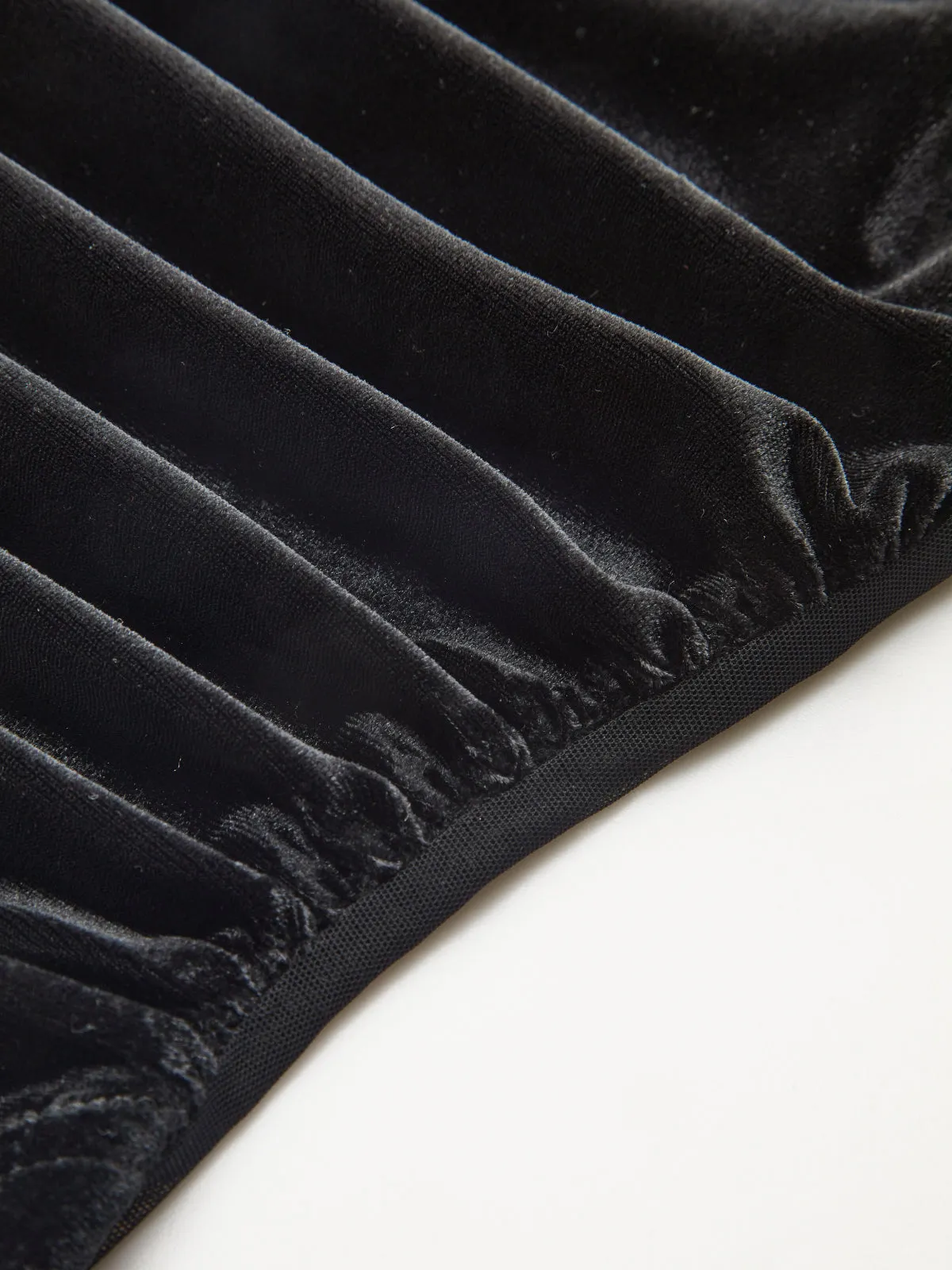 Sheer Mesh Panel Velvet Ruched Bodysuit sold by COMMENSE product image thumbnail 4