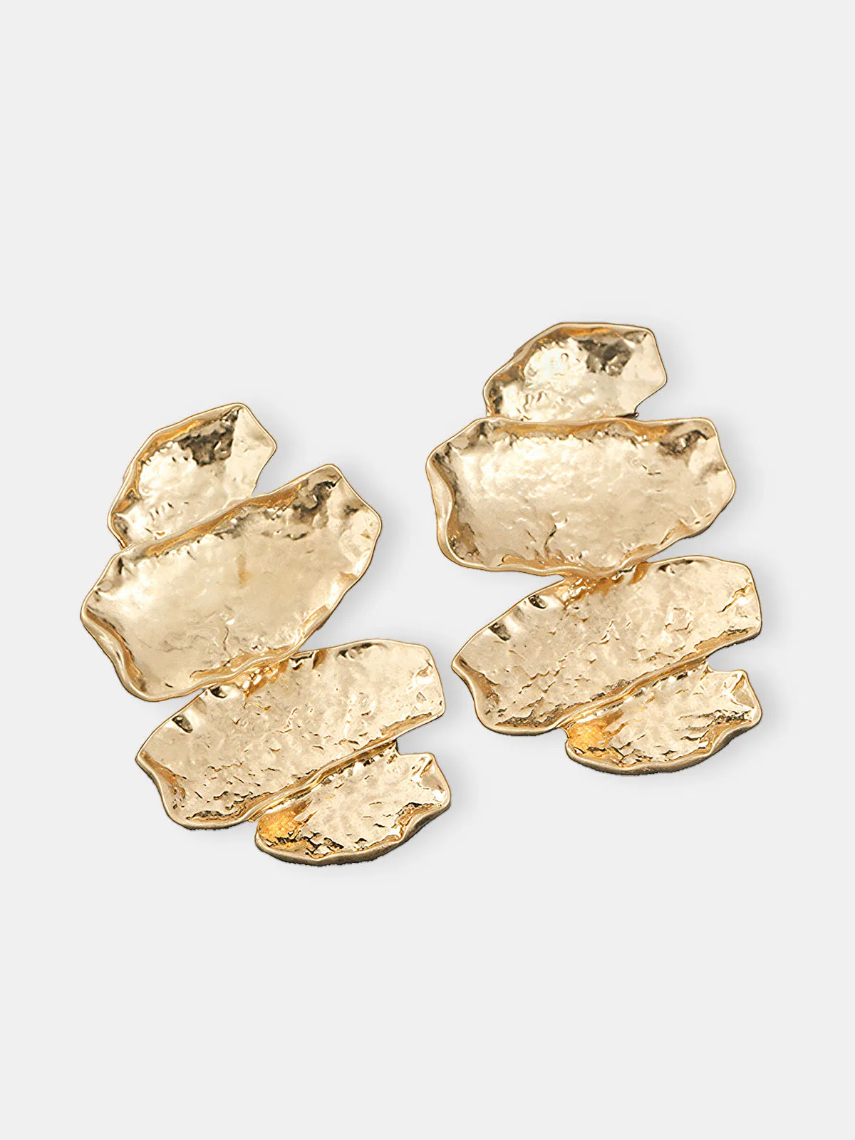 Textured Stacked Statement Earrings sold by COMMENSE product image thumbnail 2
