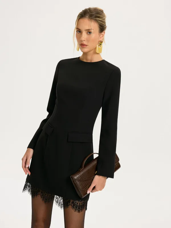 Lace Trim Tailored Mini Dress sold by COMMENSE