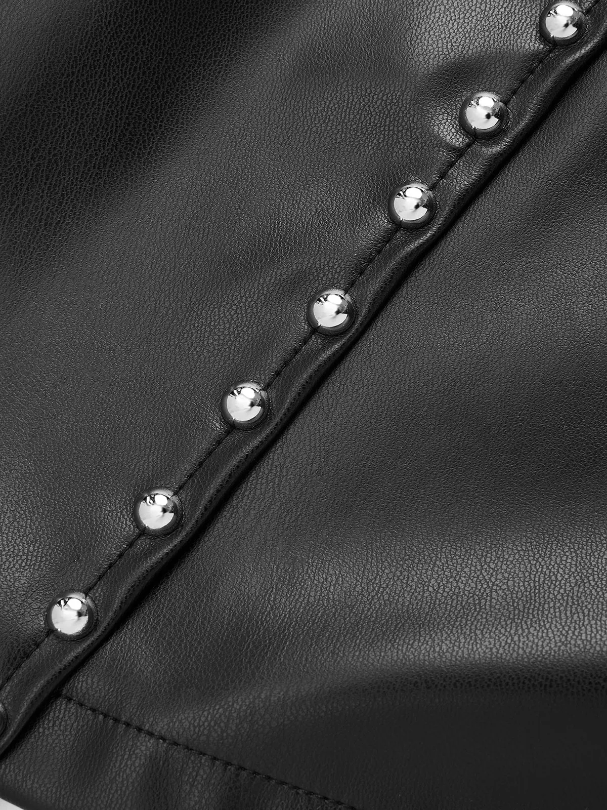 Asymmetrical Stud Faux Leather Mini Skirt sold by COMMENSE product image thumbnail 5