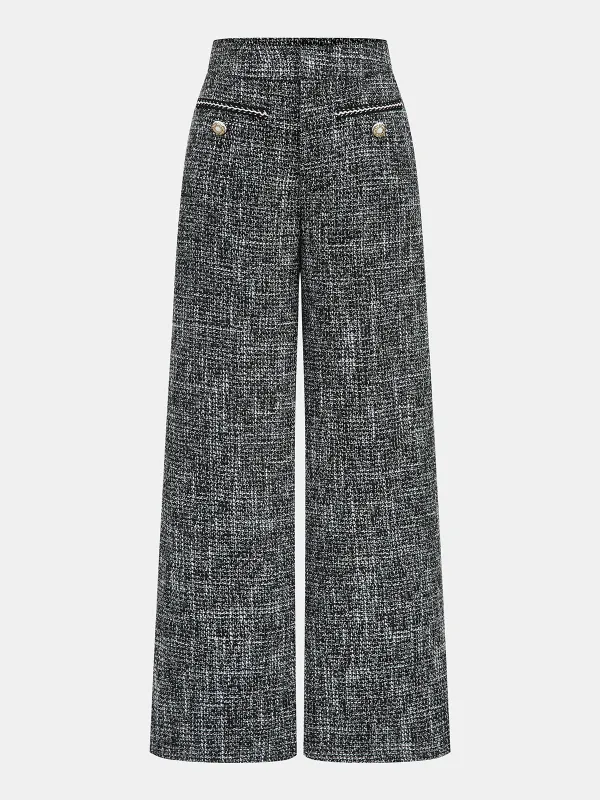 Mid-Waist Tweed Wide-Leg Pants made by COMMENSE