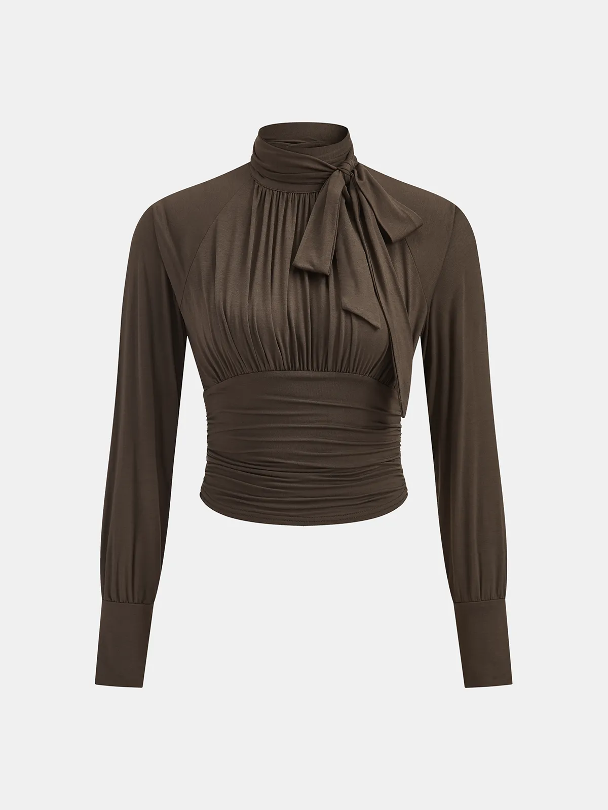 Tie-Neck Ruched Blouse sold by COMMENSE