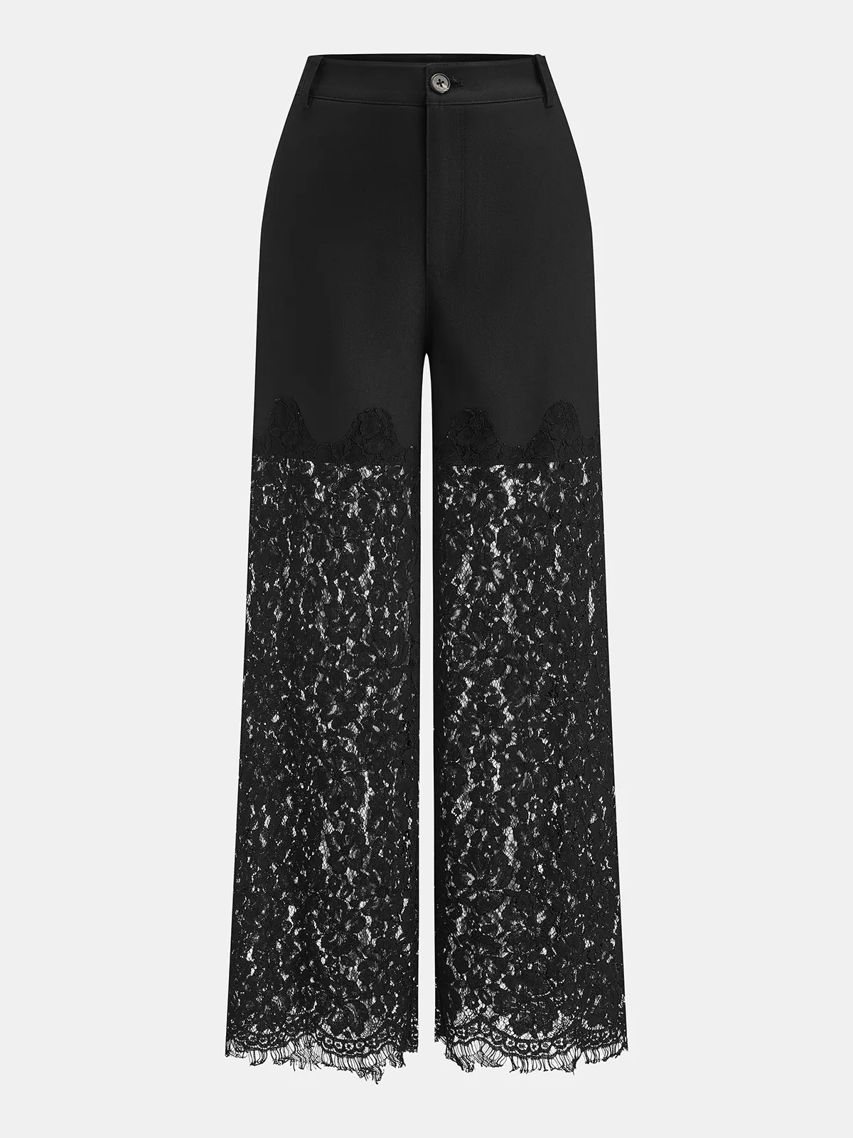 Lace Panel Straight-Leg Pants sold by COMMENSE