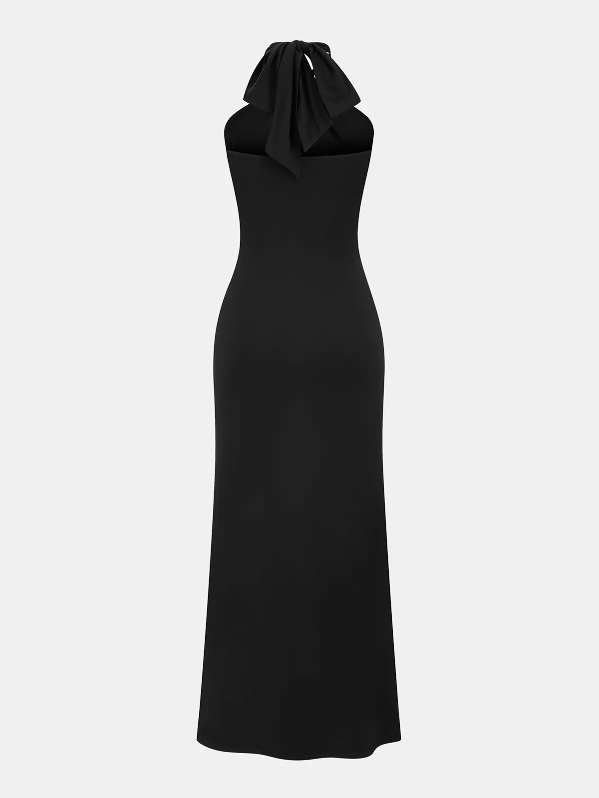 Halter Neck Twisted Ruched Slit Maxi Dress sold by COMMENSE product image thumbnail 2