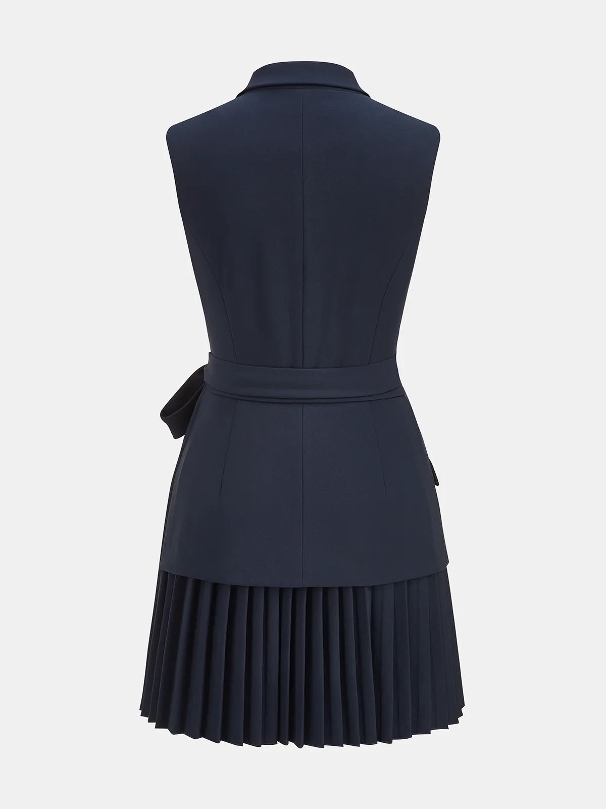 Belted Pleated Sleeveless Blazer Dress sold by COMMENSE product image thumbnail 4