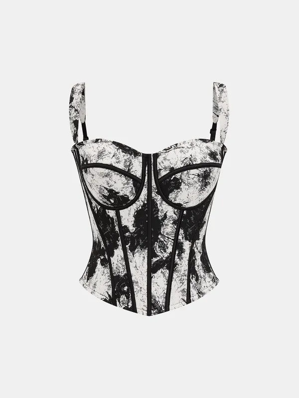 Ink Wash Painting Print Corset Top made by COMMENSE