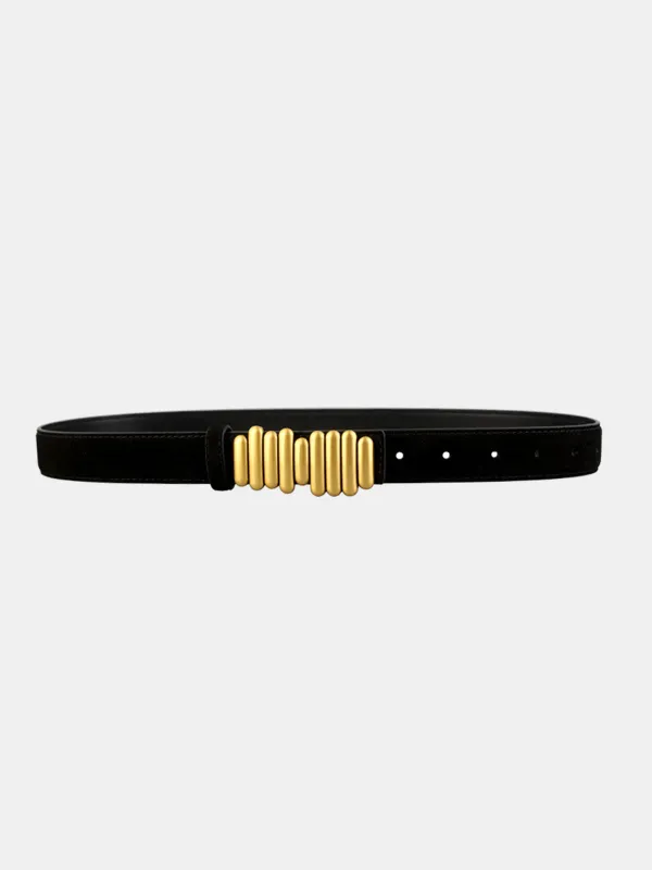 Multi-Bar Buckle Leather Belt sold by COMMENSE