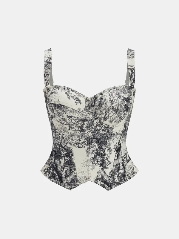 Ink Wash Painting Print Corset Top sold by COMMENSE