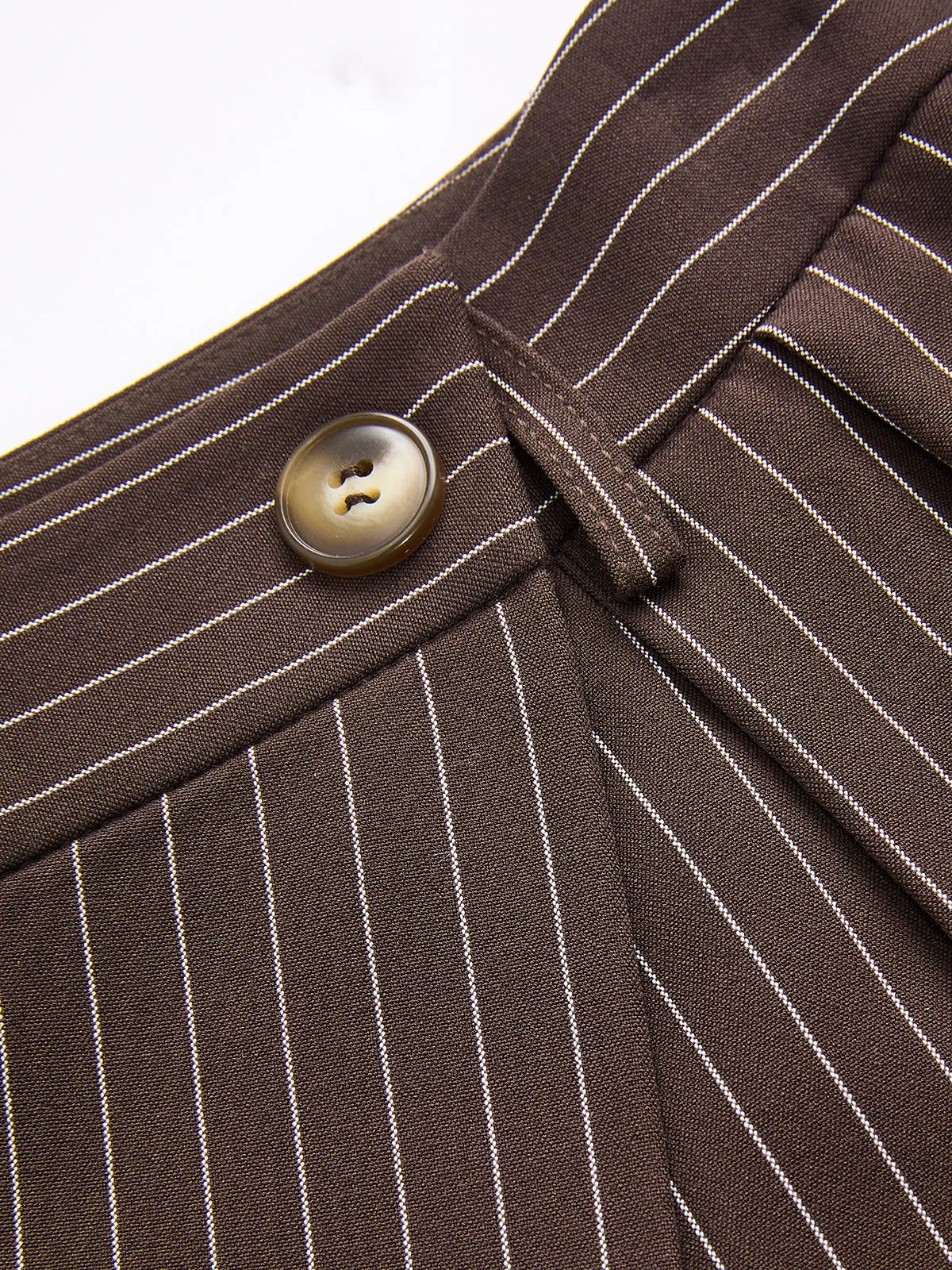 Pinstripe Asymmetric Curved-Leg Pants sold by COMMENSE product image thumbnail 3