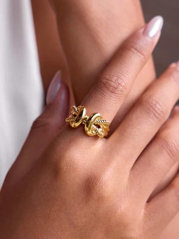 Twisted Rope Knot Statement Ring sold by COMMENSE