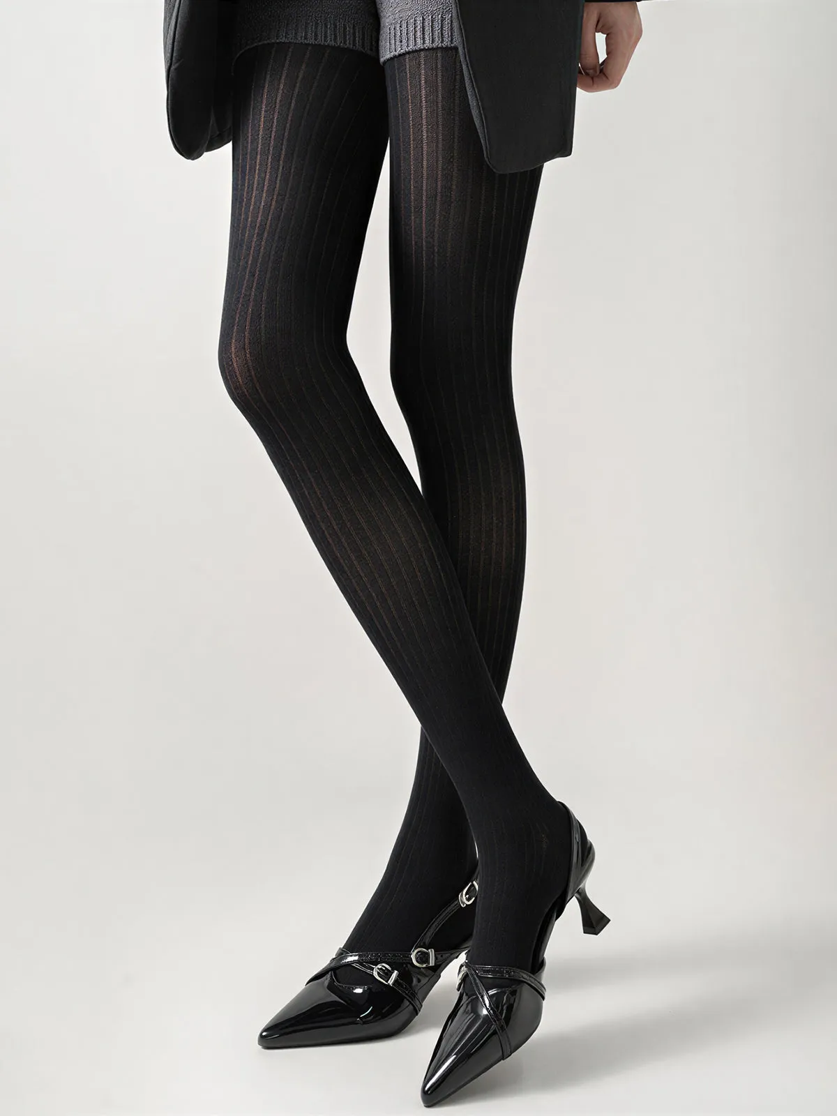 Vertical Ribbed Knit Tights sold by COMMENSE