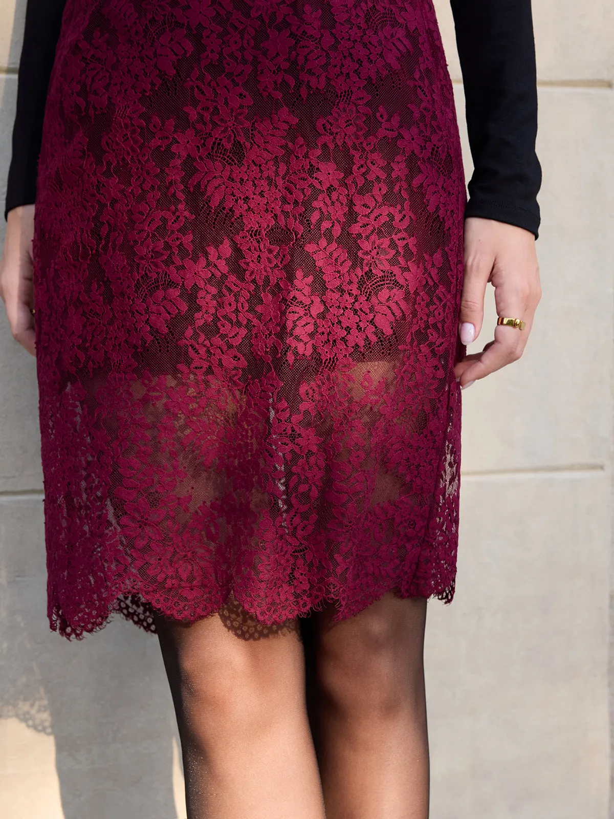 Floral Lace Midi Skirt sold by COMMENSE product image thumbnail 2