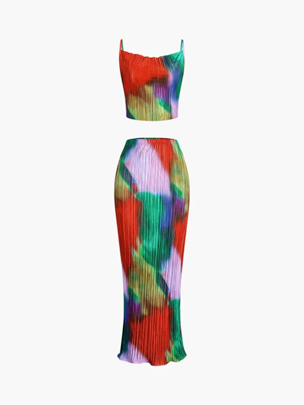 Rainbow Pleat Two Piece Skirt Set sold by COMMENSE
