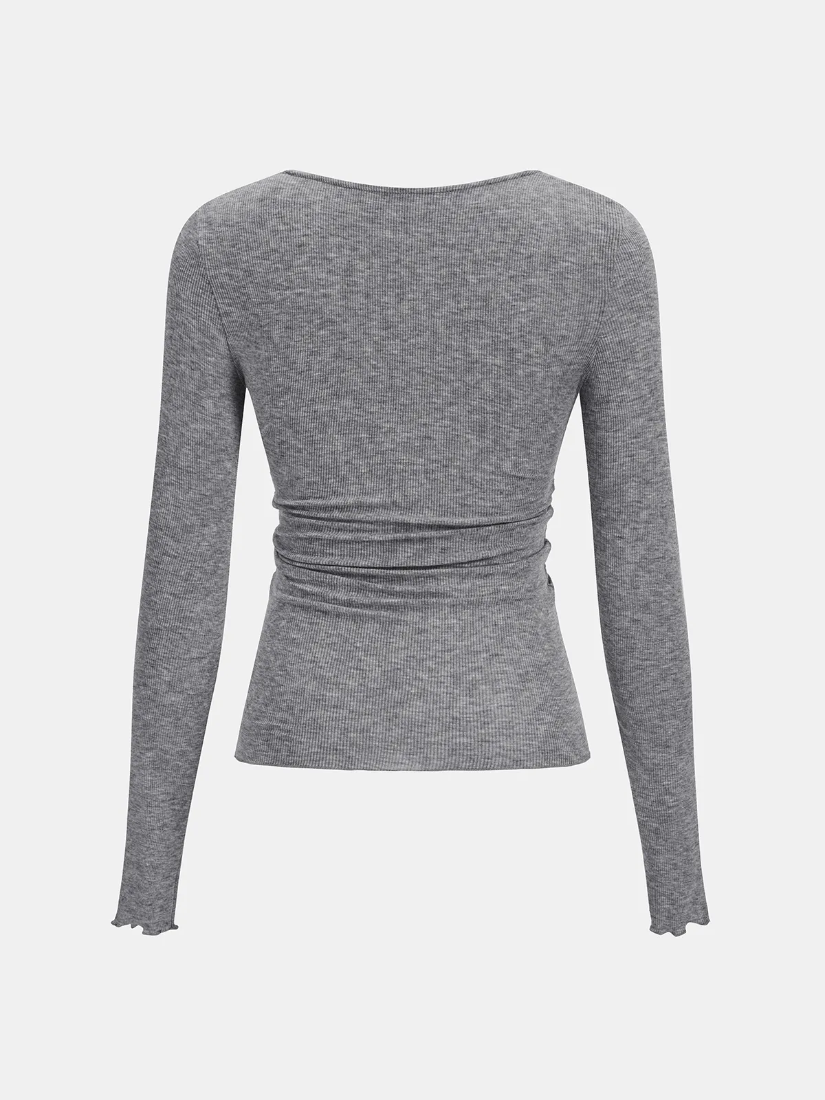 Lace V-Neck Ruched Long-Sleeve Top sold by COMMENSE product image thumbnail 2