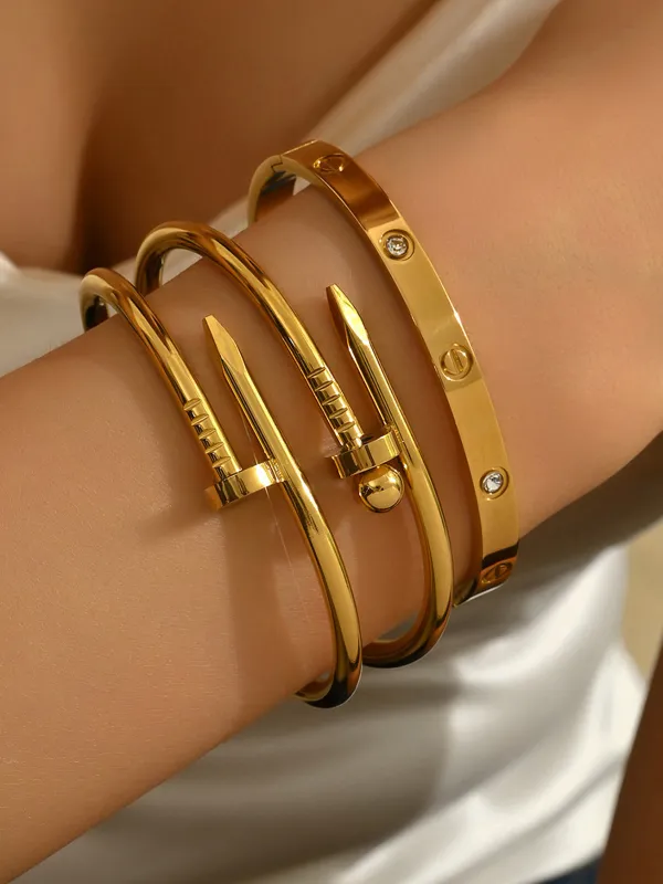 3pcs Screw & Nail Statement Bracelet sold by COMMENSE