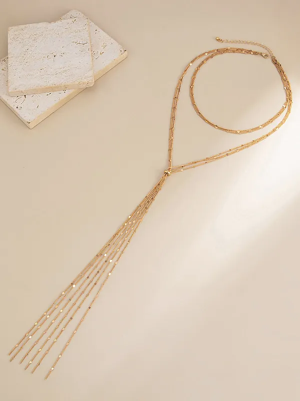 Layered Y-Shaped Tassel Necklace sold by COMMENSE