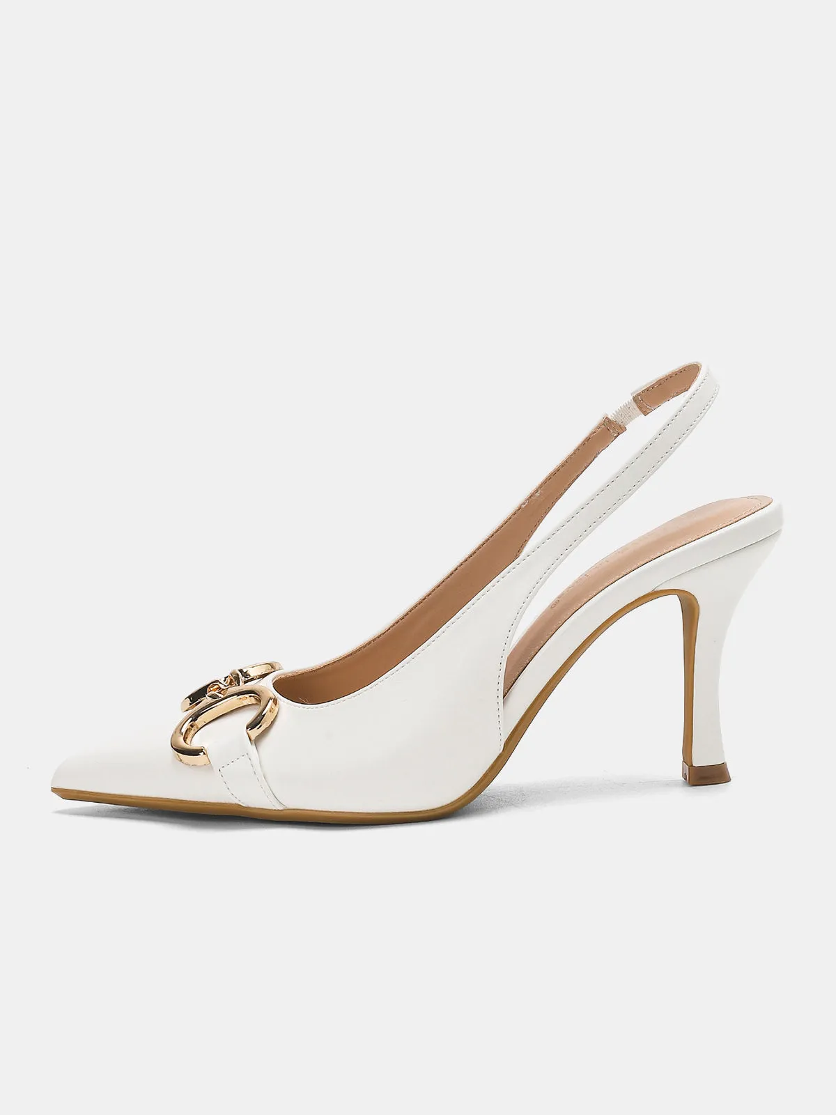 Metal Detail Pointed-Toe Slingback Heels sold by COMMENSE product image thumbnail 5