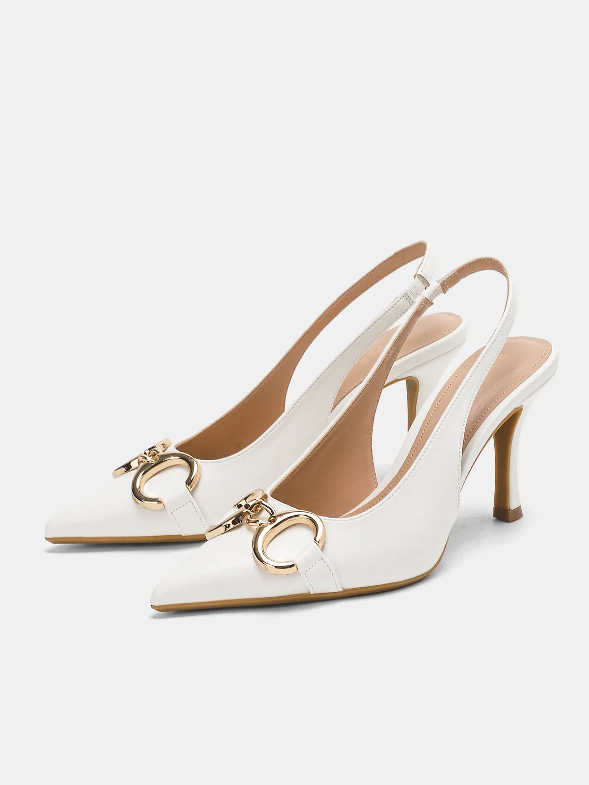 Metal Detail Pointed-Toe Slingback Heels sold by COMMENSE product image thumbnail 4