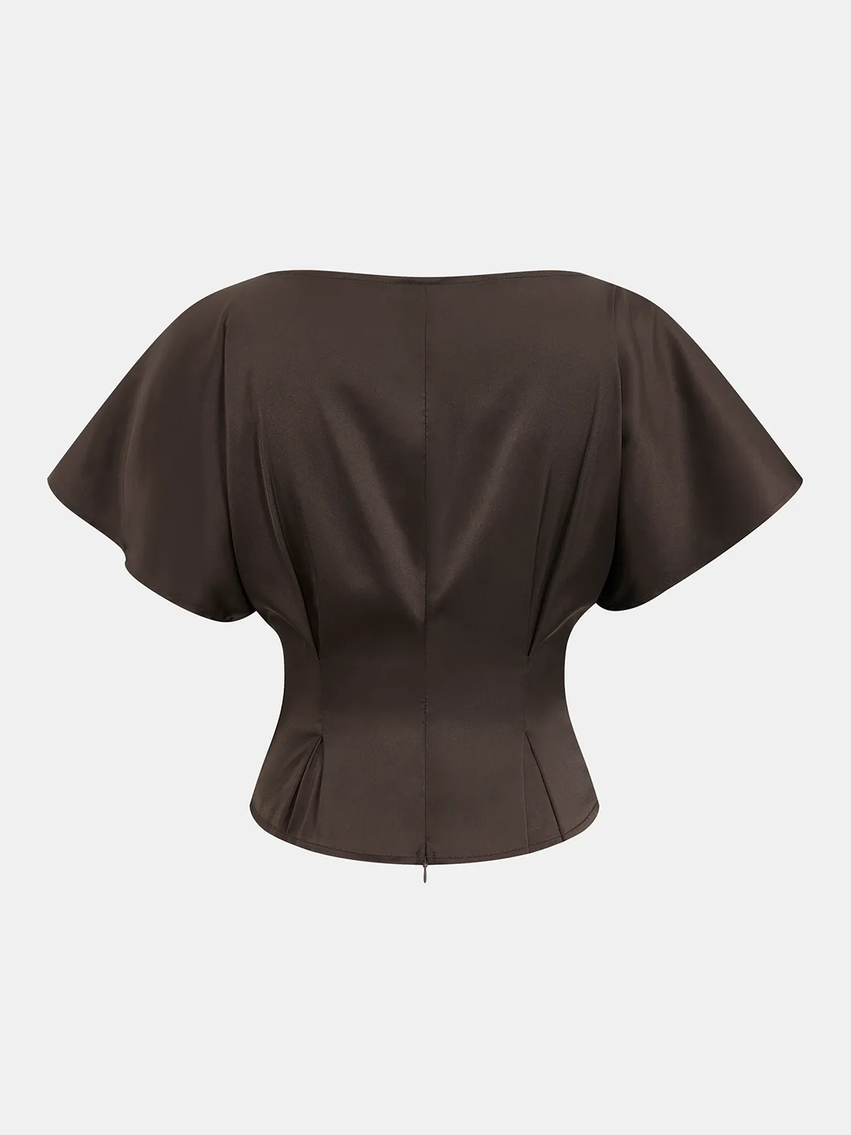 Satin Cinched-Waist Top & Lace-Trim Skirt Set sold by COMMENSE product image thumbnail 3