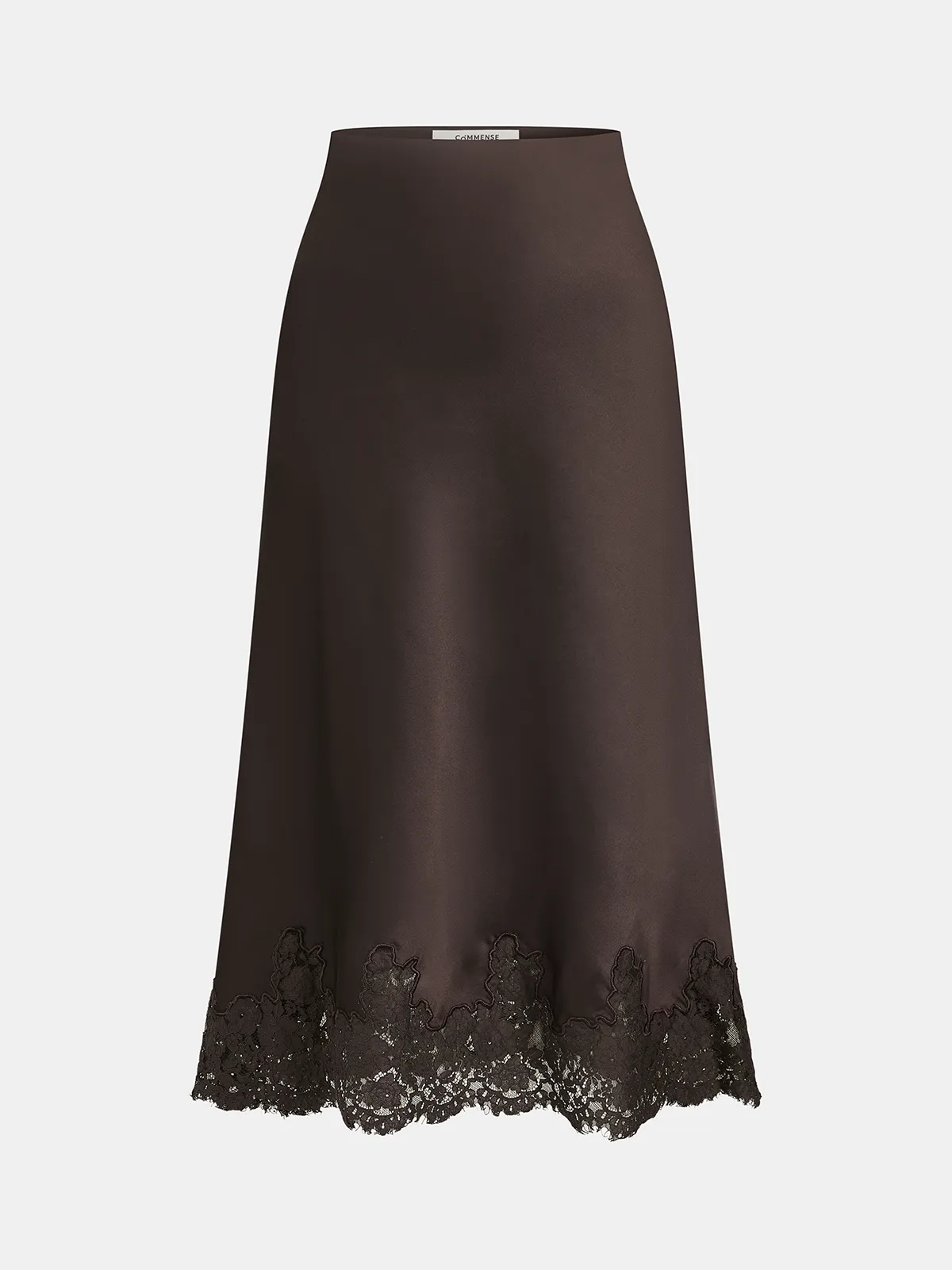 Satin Cinched-Waist Top & Lace-Trim Skirt Set sold by COMMENSE product image thumbnail 4