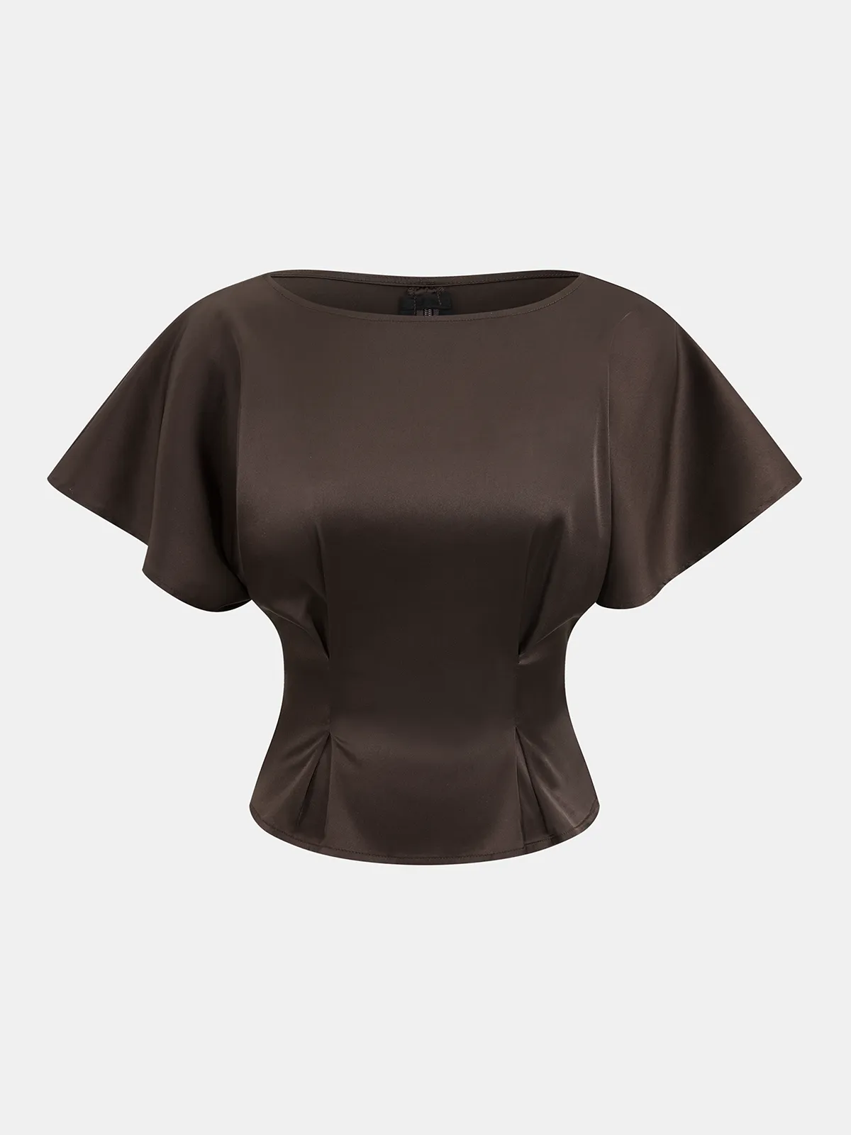 Satin Cinched-Waist Top & Lace-Trim Skirt Set sold by COMMENSE product image thumbnail 2