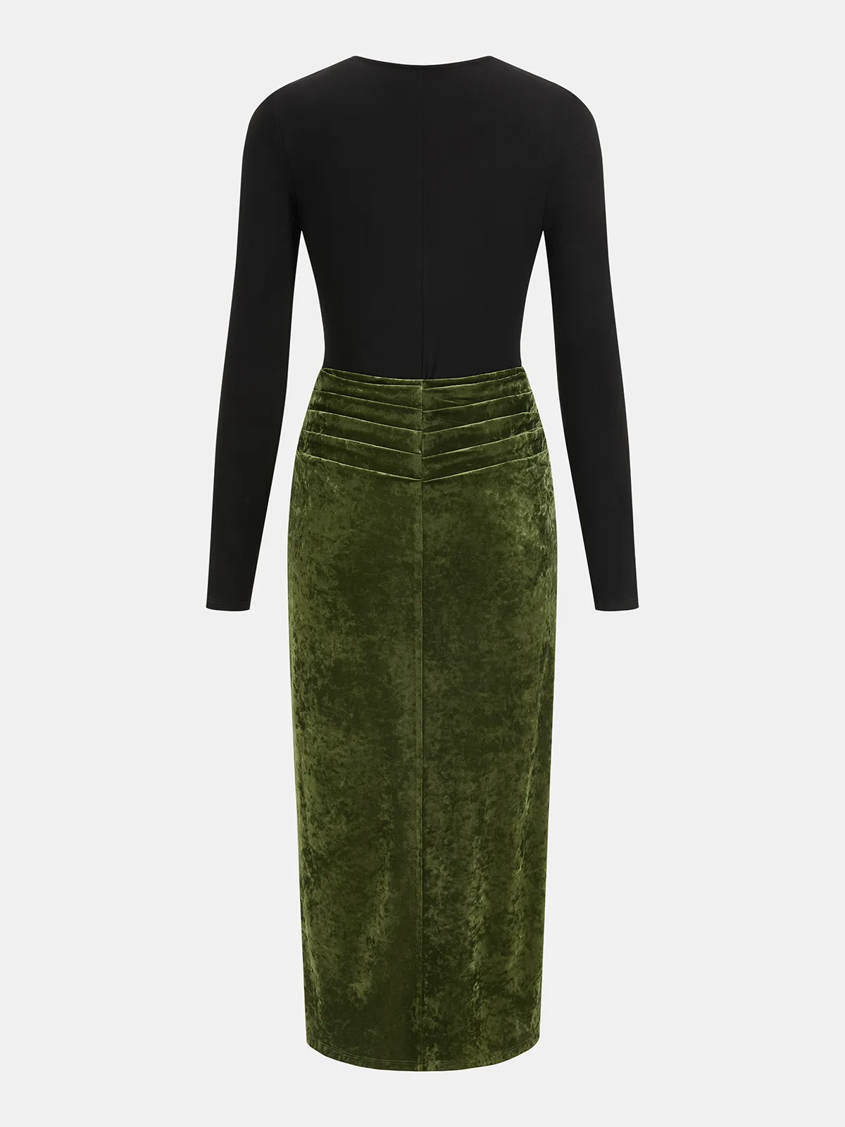 Metal Detail Color-Block Velvet Panel Dress sold by COMMENSE product image thumbnail 2