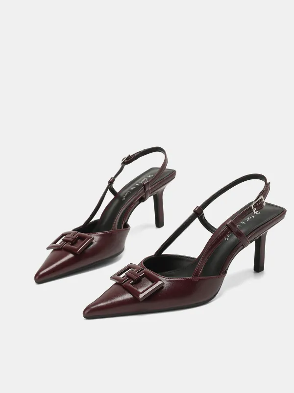 Square Accent Pointed-Toe Slingback Heels sold by COMMENSE