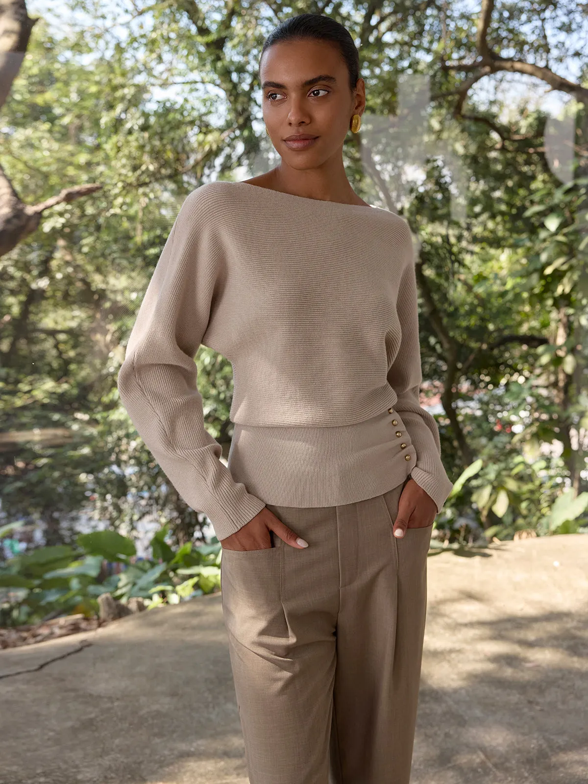 Metal Detail Ribbed Knit Sweater sold by COMMENSE product image thumbnail 5