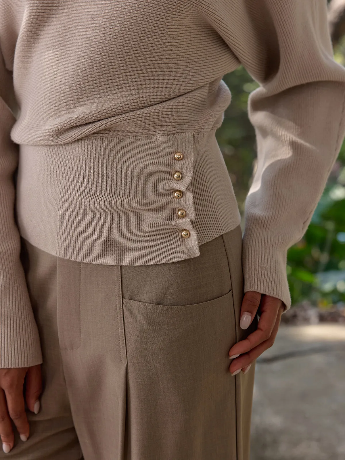 Metal Detail Ribbed Knit Sweater sold by COMMENSE product image thumbnail 3