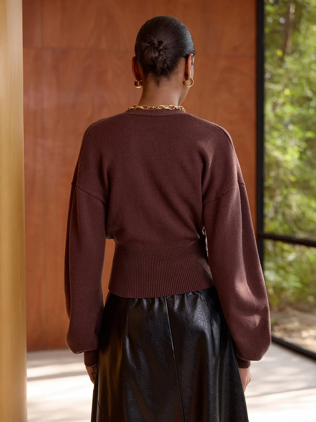 Cincher Waist Wrap Knit Top sold by COMMENSE product image thumbnail 5