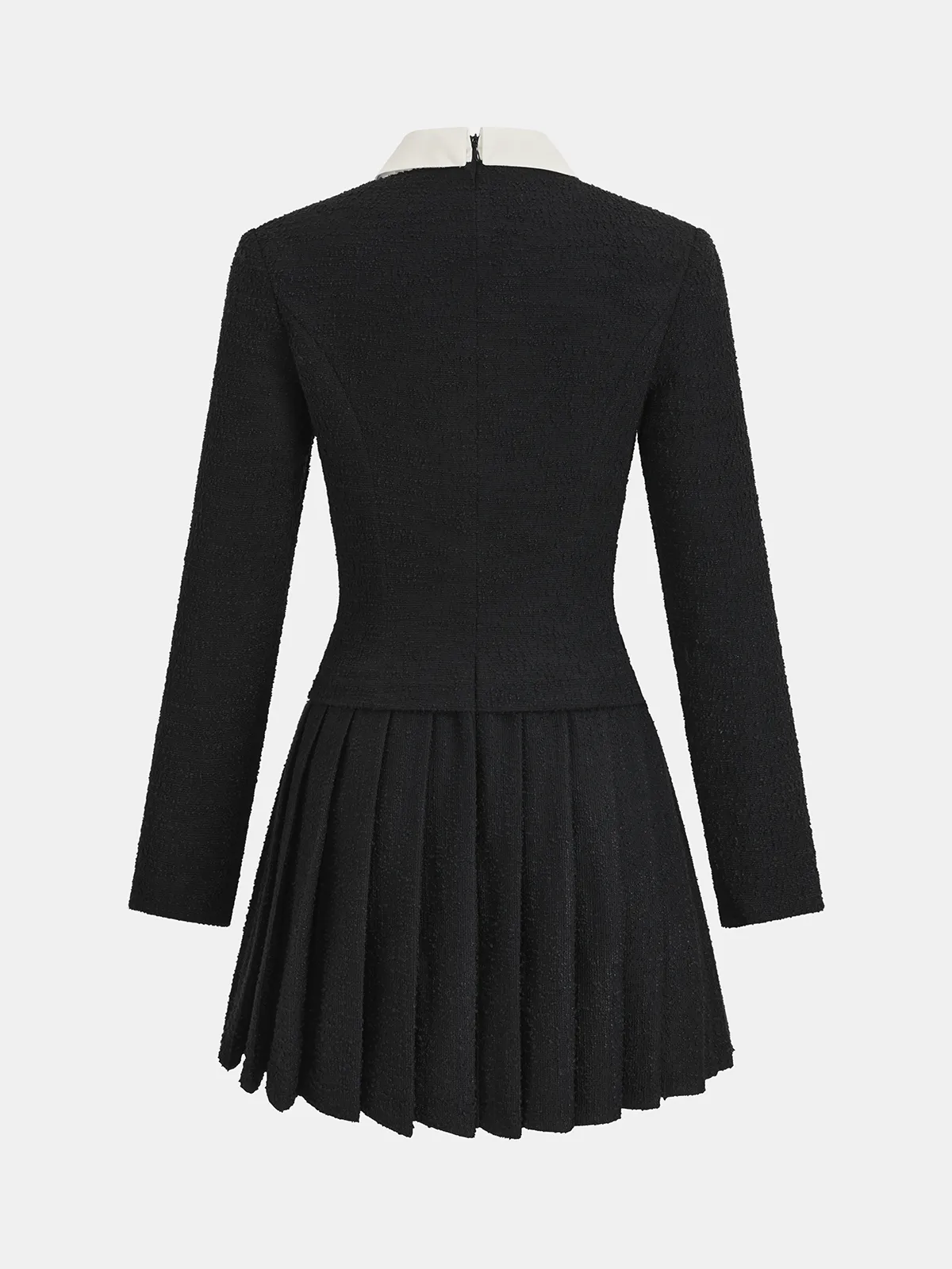 Contrast Collar Pleated Mini Dress sold by COMMENSE product image thumbnail 3