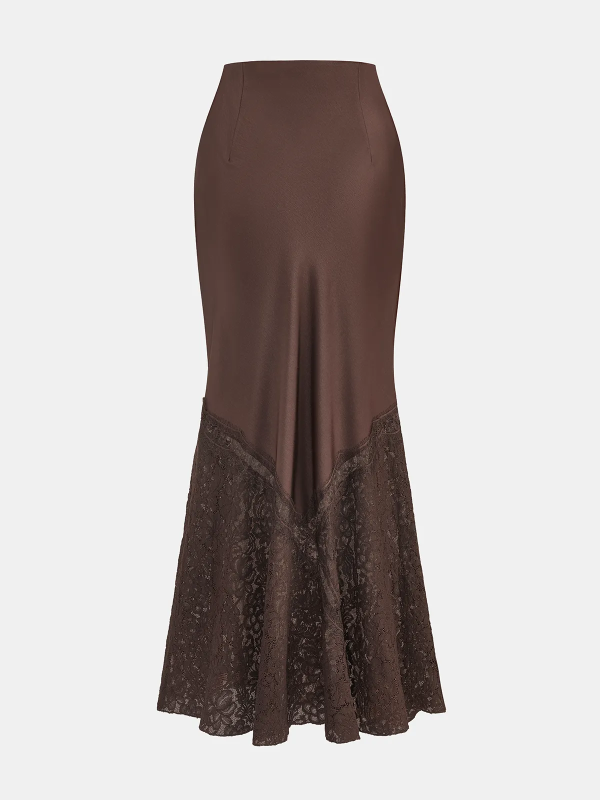 Lace Panel Satin Mermaid Maxi Skirt sold by COMMENSE product image thumbnail 2