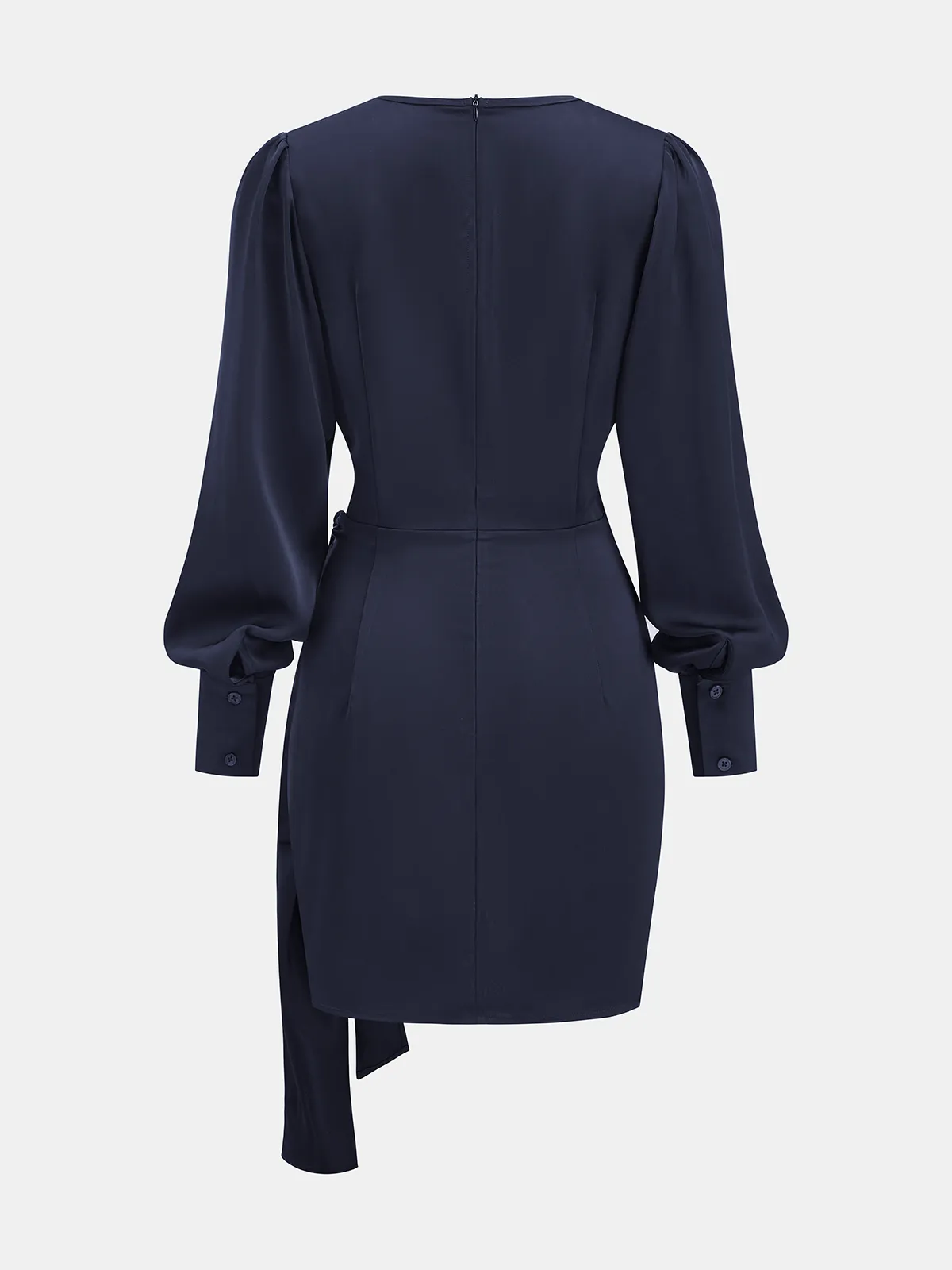 Asymmetric Satin Wrap Mini Dress sold by COMMENSE product image thumbnail 2