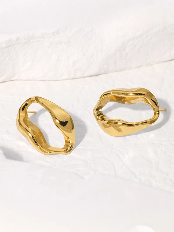 Irregular Wavy Hoop Earrings sold by COMMENSE