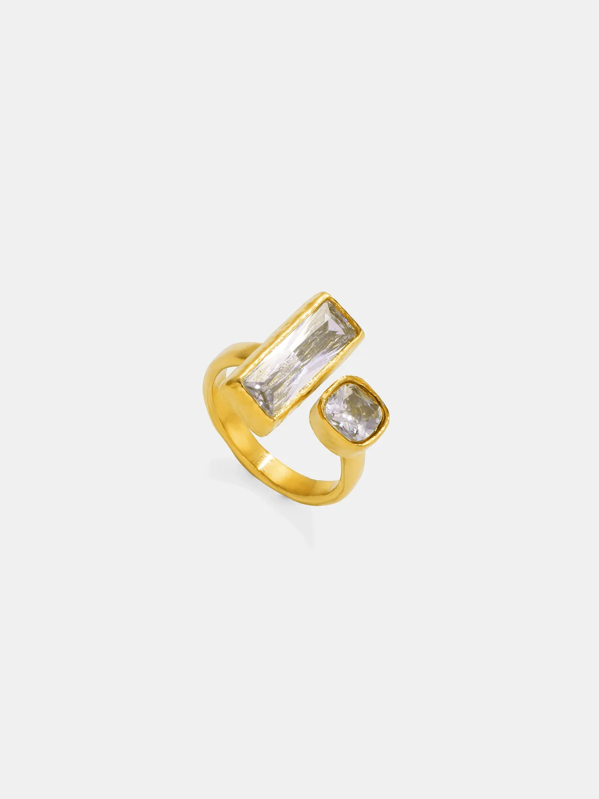 Gold-Tone Double-Stone Ring sold by COMMENSE product image thumbnail 2