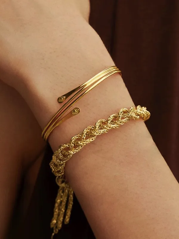 Gold-Tone Braided Chain Bracelet made by COMMENSE