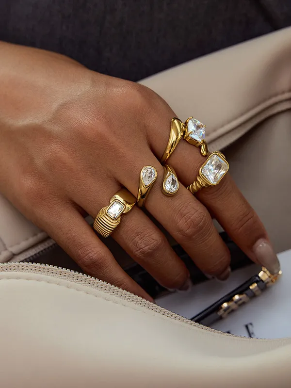 Zircon Stone Accent Band Ring sold by COMMENSE