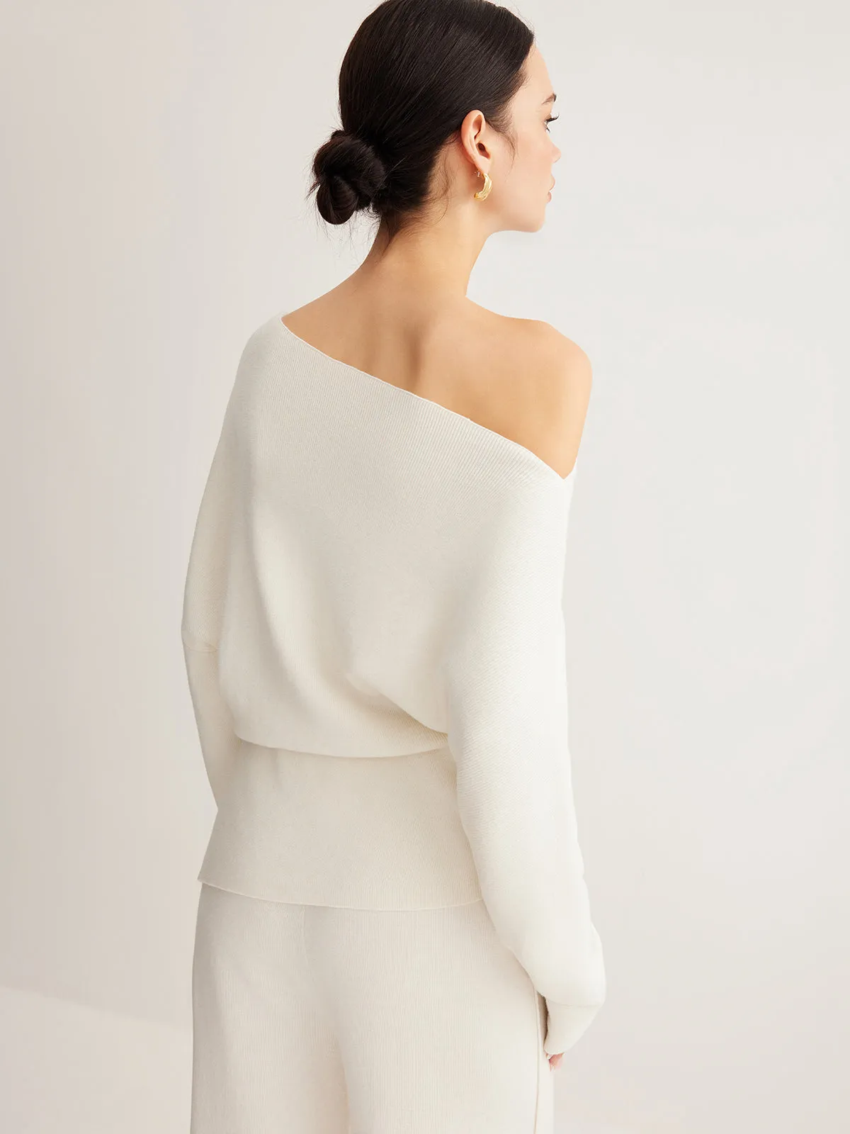 Wool-Blend Asymmetric Sweater & Wide-Leg Pants Set sold by COMMENSE product image thumbnail 4