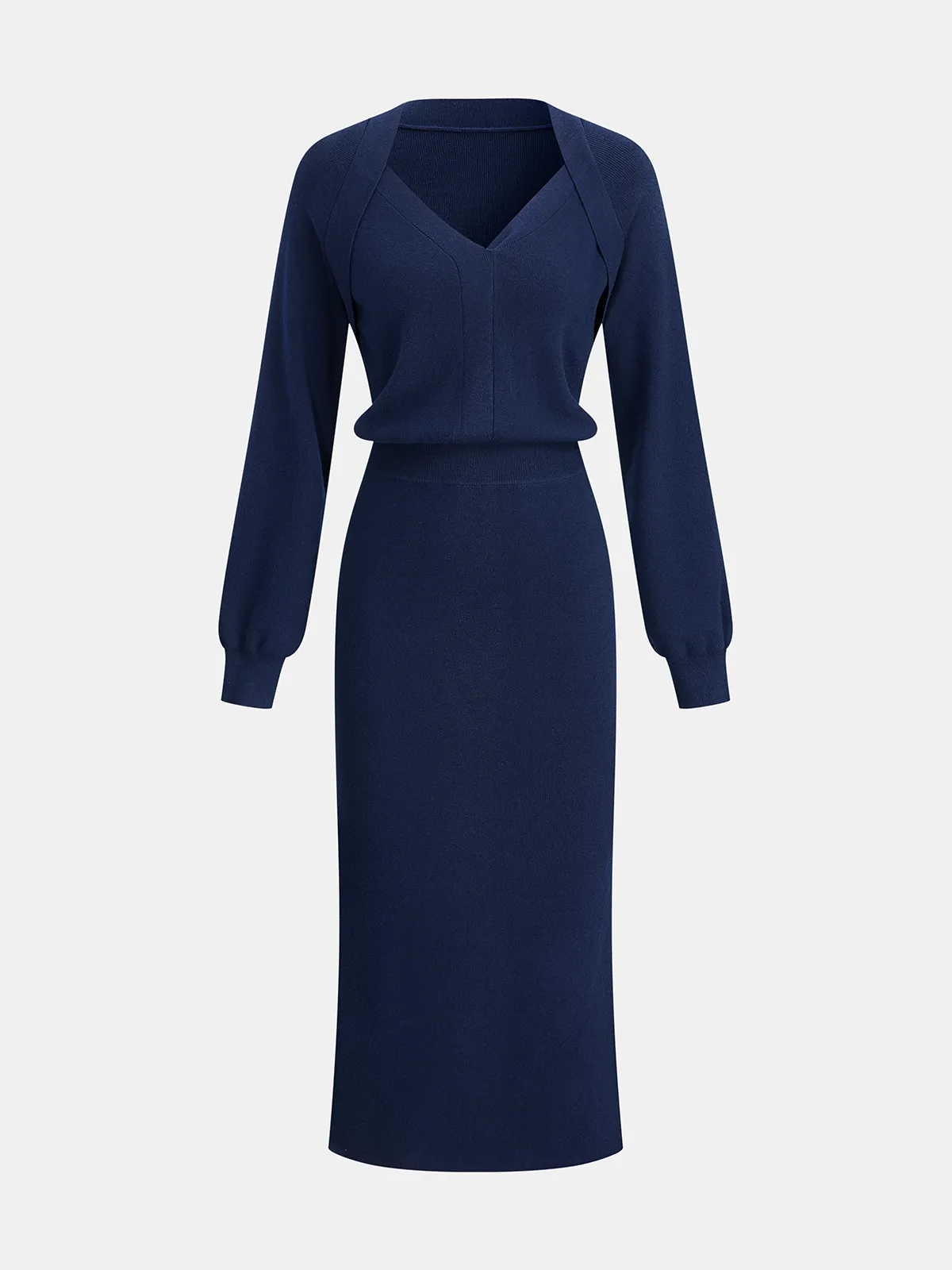 Wool-Blend V-Neck Knit Maxi Dress sold by COMMENSE