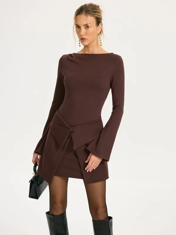 2 in 1 Wrap Long-Sleeve Mini Dress sold by COMMENSE
