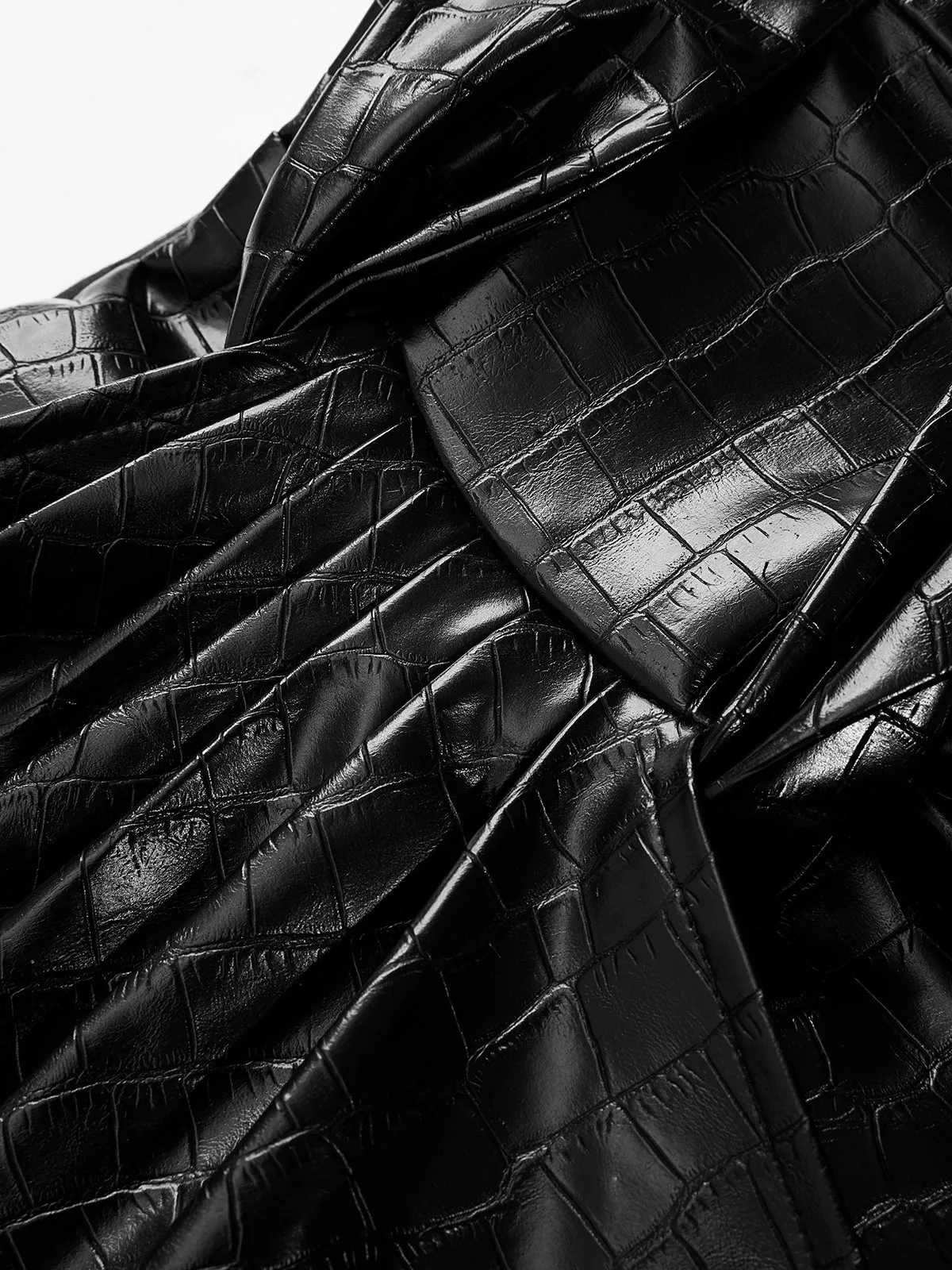 Crocodile Faux Leather Ruched Midi Skirt sold by COMMENSE product image thumbnail 4