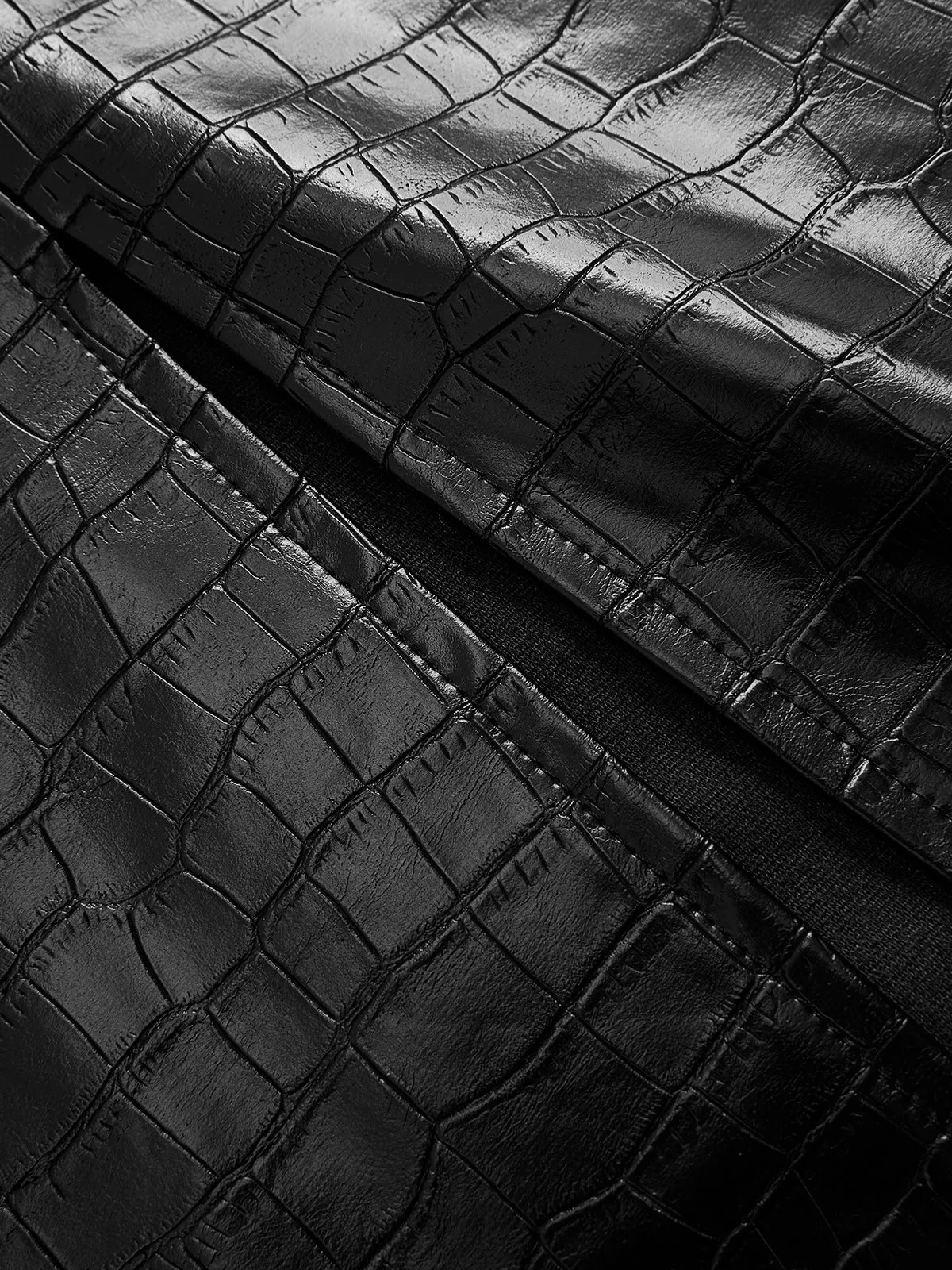 Crocodile Faux Leather Ruched Midi Skirt sold by COMMENSE product image thumbnail 5