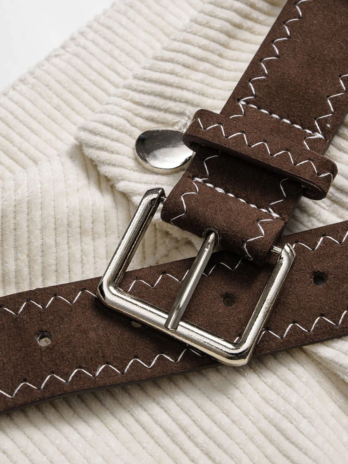 Belted Corduroy Curved Wide-Leg Pants sold by COMMENSE product image thumbnail 4