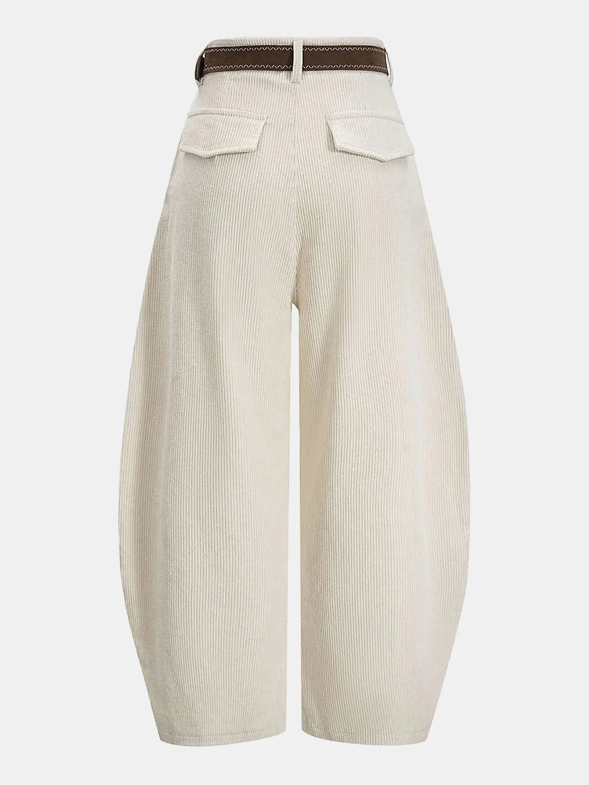 Belted Corduroy Curved Wide-Leg Pants sold by COMMENSE product image thumbnail 2