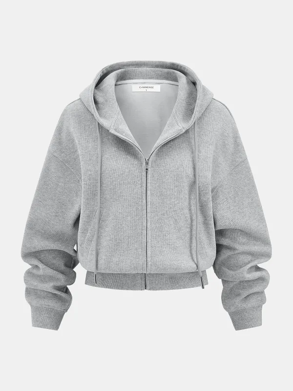 Cotton-Blend Zip-Up Hoodie sold by COMMENSE