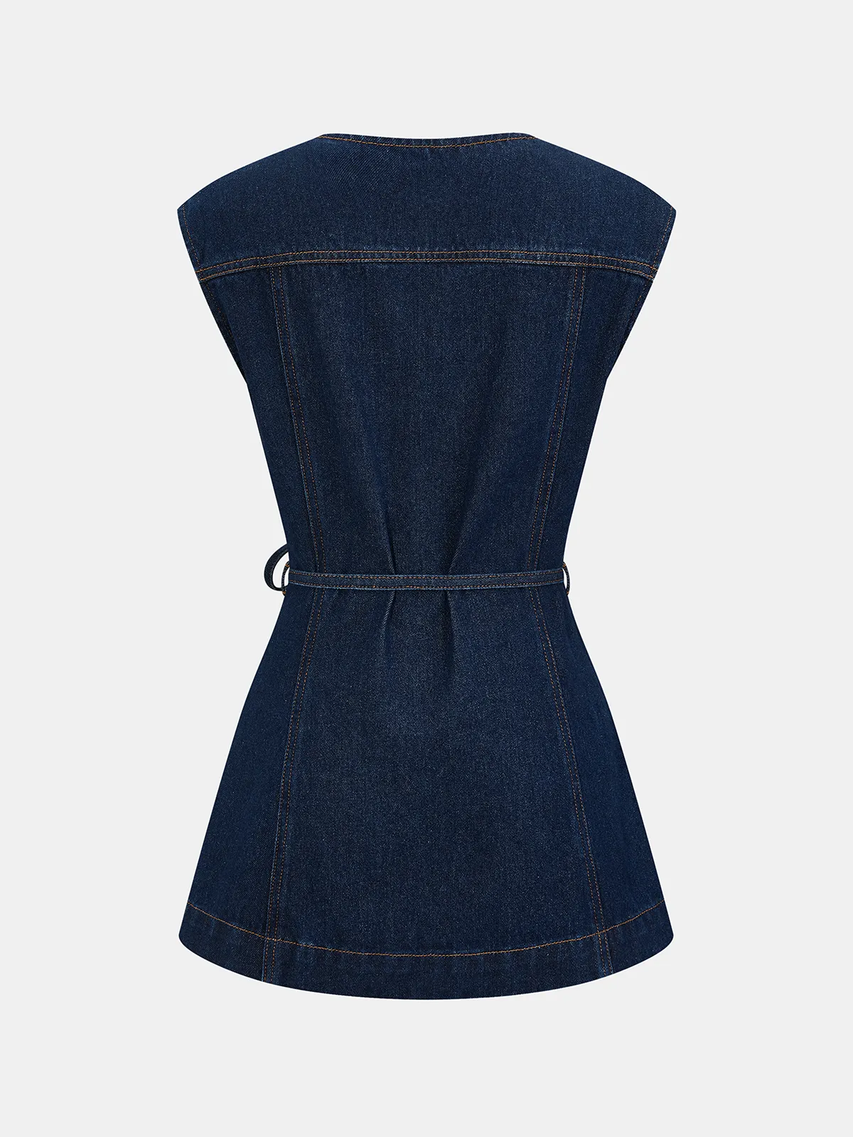 Tie-Waist Denim Sleeveless Vest sold by COMMENSE product image thumbnail 3