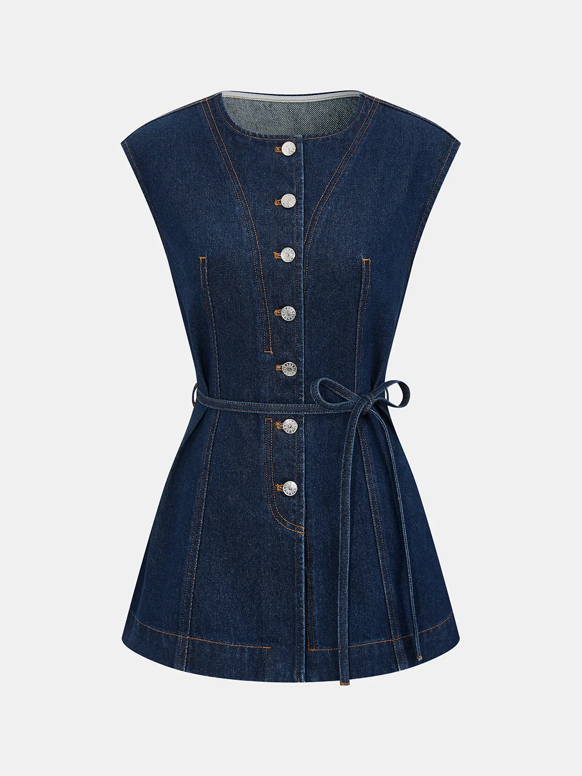 Tie-Waist Denim Sleeveless Vest sold by COMMENSE product image thumbnail 2