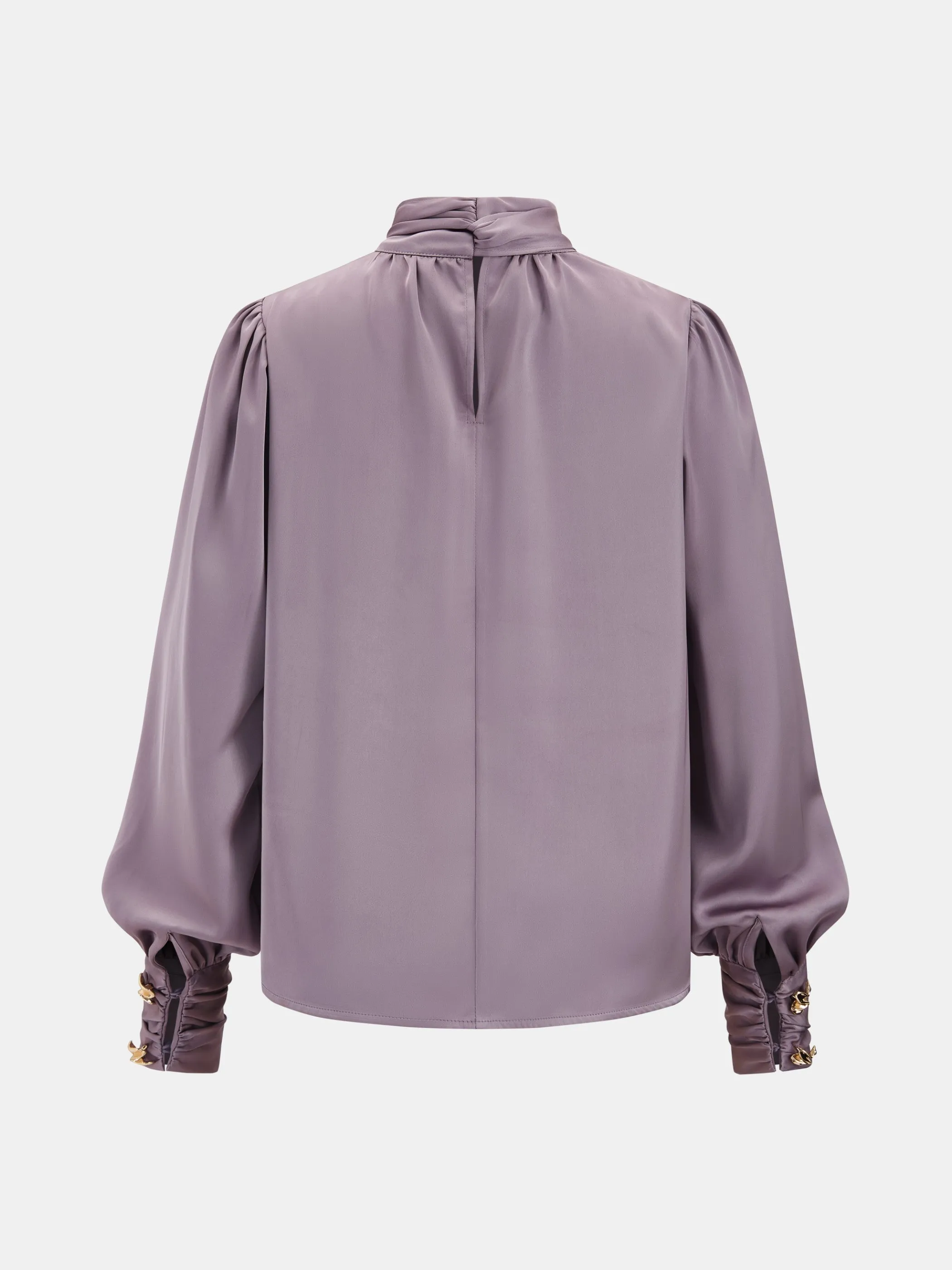 Satin Tie-Neck Puff Sleeve Blouse sold by COMMENSE product image thumbnail 2